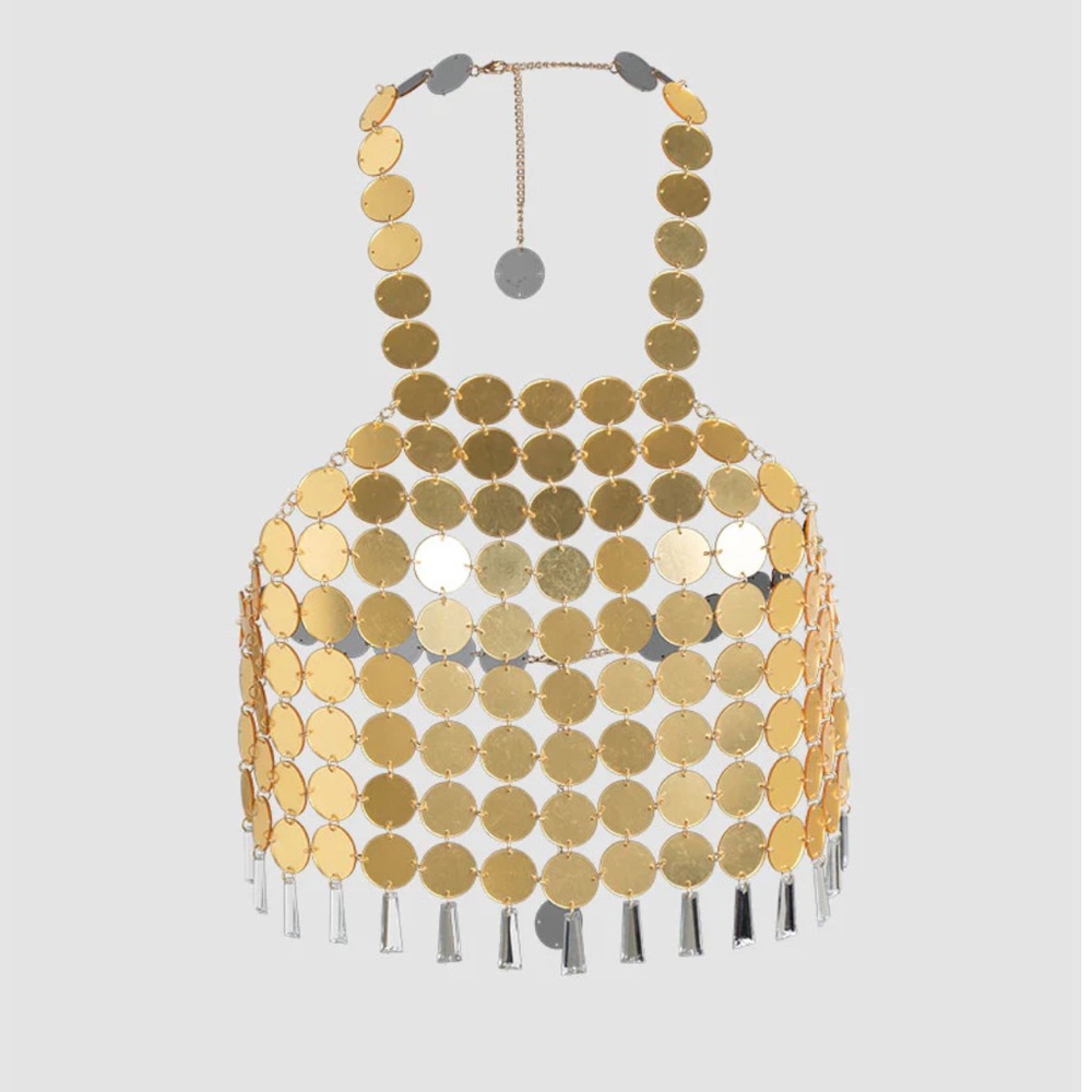 Gold chain bra top